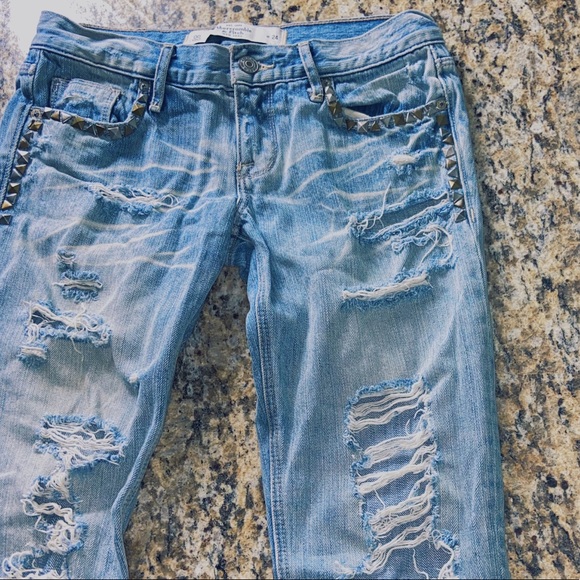 Abercrombie and Fitch distressed bejeweled low rise jeans - Picture 7 of 9